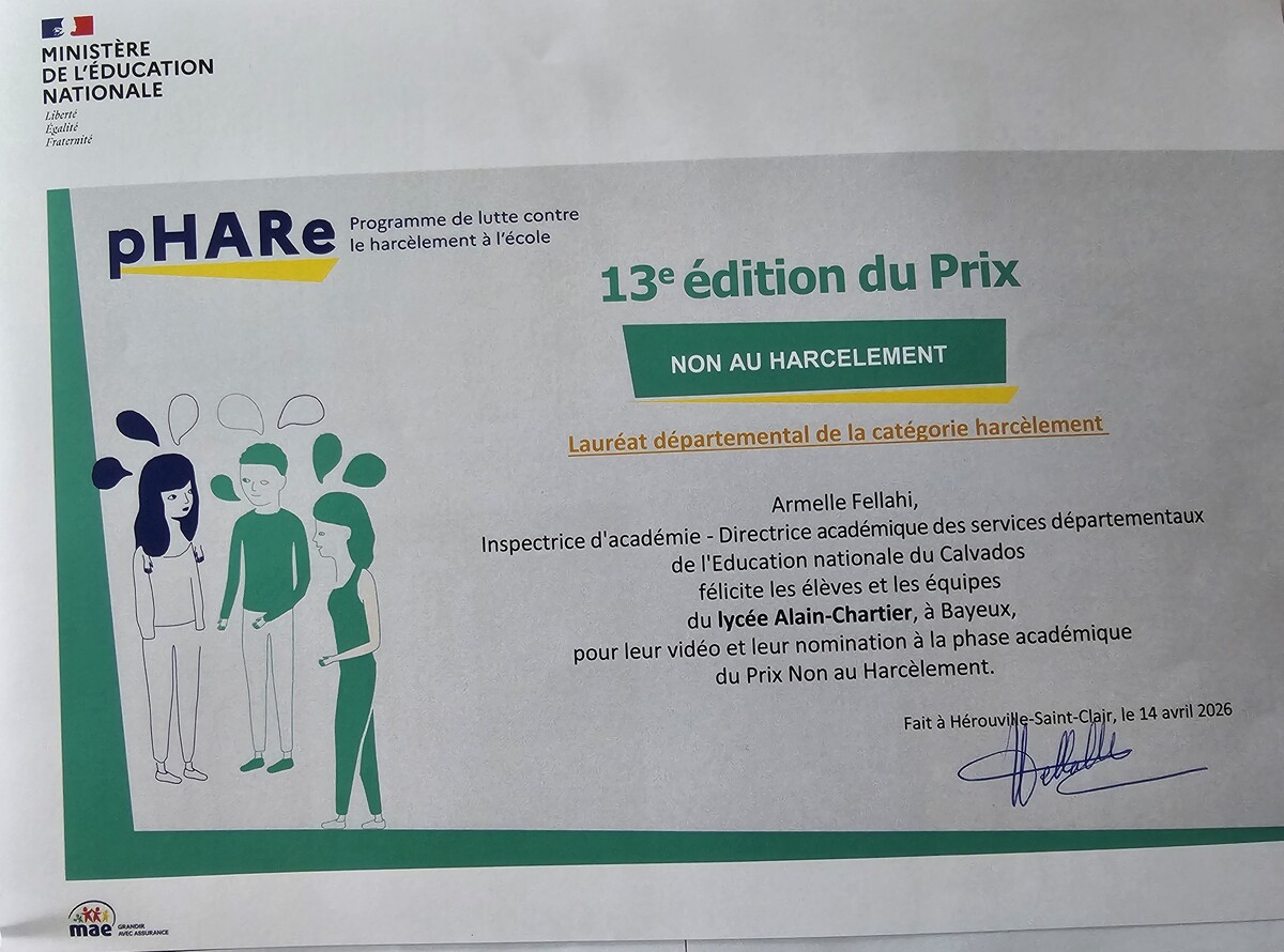 1er prix départemental reçu en 2026 !